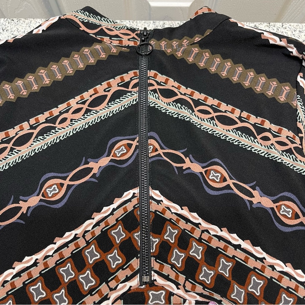 Free People Stella Midi Dress Boho Chic Long Sleeve Geometric Print Size M - Picture 5 of 12